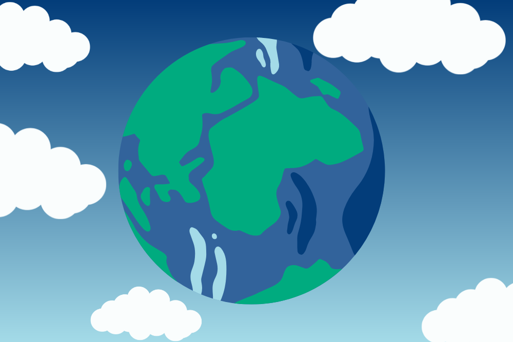 Illustration of planet Earth with clouds