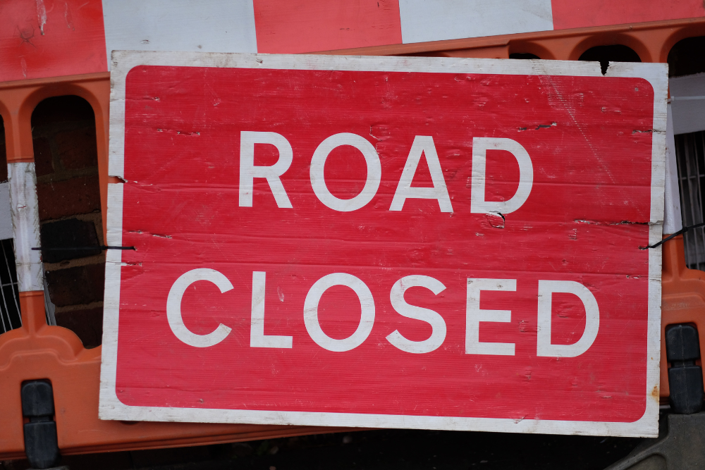 Road closed sign