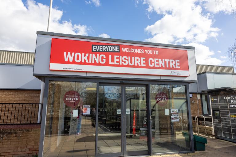 Entrance to Woking Leisure Centre