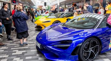 McLaren supercars on display in Mercia Walk