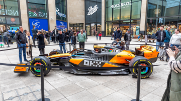 McLaren Formula One car in Henry Plaza, Woking.