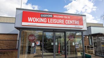 Entrance to Woking Leisure Centre